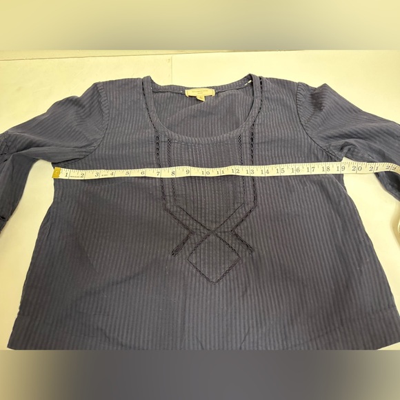 Anthropologie Moulinette Soeurs navy blue size 6 seersucker eyelet bohemian boxy - Picture 8 of 16